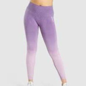 Gymshark 2 piece set ombre purple seamless leggings and bra size small